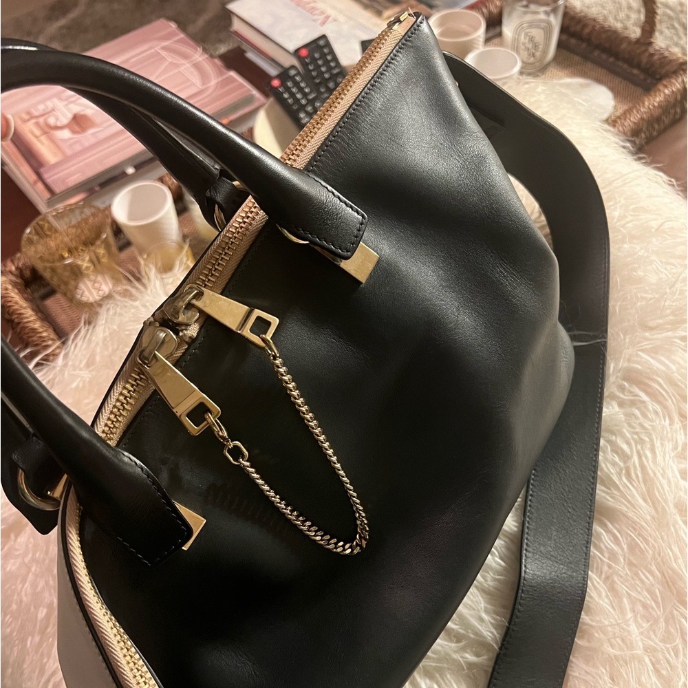 Chloe two-tone leather crossbody handbag with removable straps.